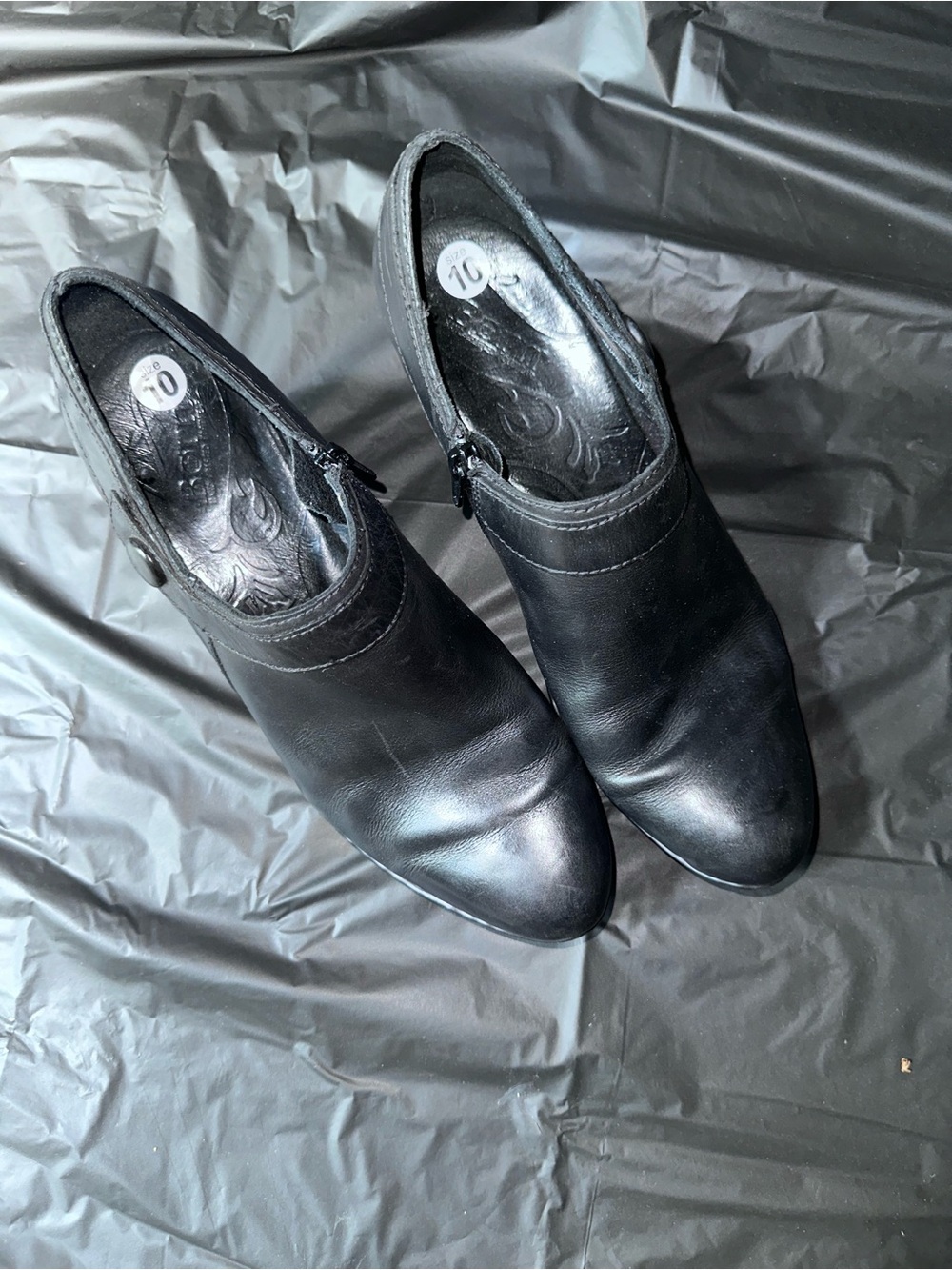 Born Black Leather Women's Heeled Ankle Boots